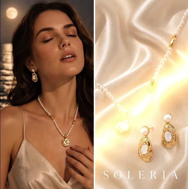 [s14] Pearl Moon Necklace